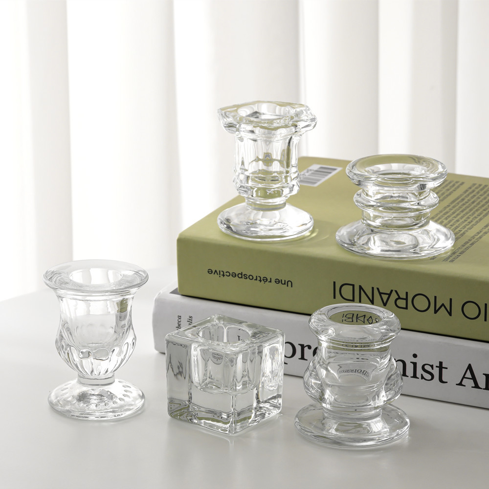 Европейская простая ins ins glass candlestick house wax base base romantic stable candle candlestick creative home