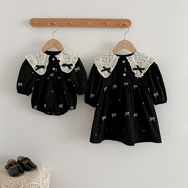 Осеннее платье, юбка, детский лонгслив, боди для девочек, в корейском стиле, в цветочек