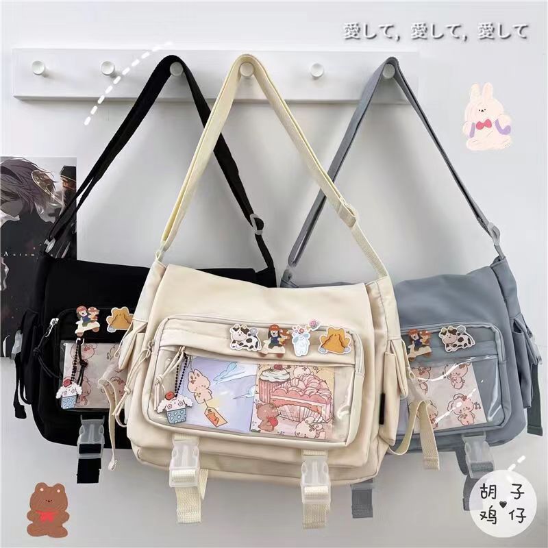 Вместительная и большая сумка через плечо, универсальный японский шоппер, однотонная сумка на одно плечо, в японском стиле